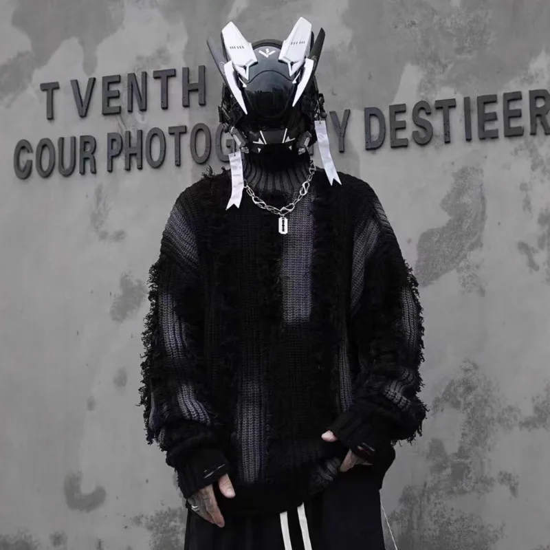 HKSH 2025 디스트레스드 태슬 두꺼운 니트 트렌디 스웨터 여성 가을 겨울 신상 남성 아메리칸 하이 스트리트 레이지 루즈 캐주얼 HK15884