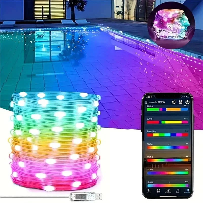 

【Секь-только!】Пиксели RGB Fairy String USB Music Dream Color Light USB DC5V Рождественская светодиодная гирлянда Свадьба День Рождения Украшение