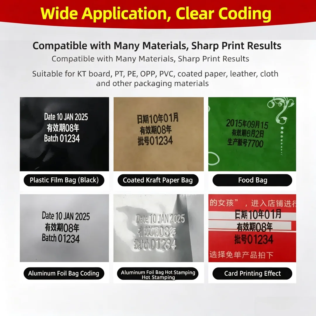 HP-241B Hot Ink Ribbon Date Coding Machine, Automatic Continuous Production Date Printer, Mini Hot Stamping Marker for Food Plas
