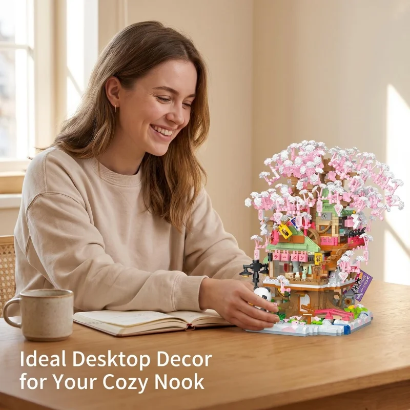 Sakura Tree House & Izakaya Building Blocks, 2-in-1 Japanese
