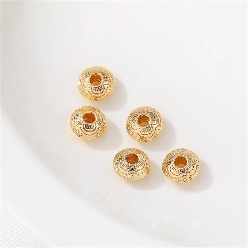 14K مطلية بالذهب قطع الصحن الطائر أنماط منفصلة الخرز المسطح اليدوية DIY بها بنفسك صنع أساور مواد المجوهرات اكسسوارات