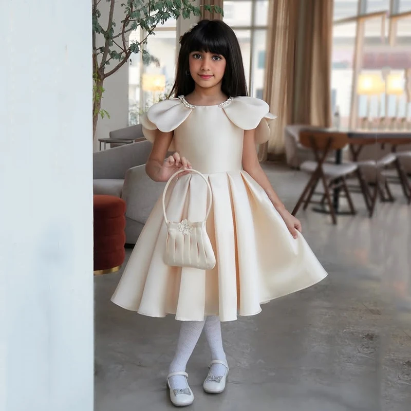 

Элегантное атласное платье LORIE для девочек с жемчугом, без рукавов, для свадеб и вечеринок, драпированное, А-силуэт, на день рождения, с возможностью индивидуального пошива