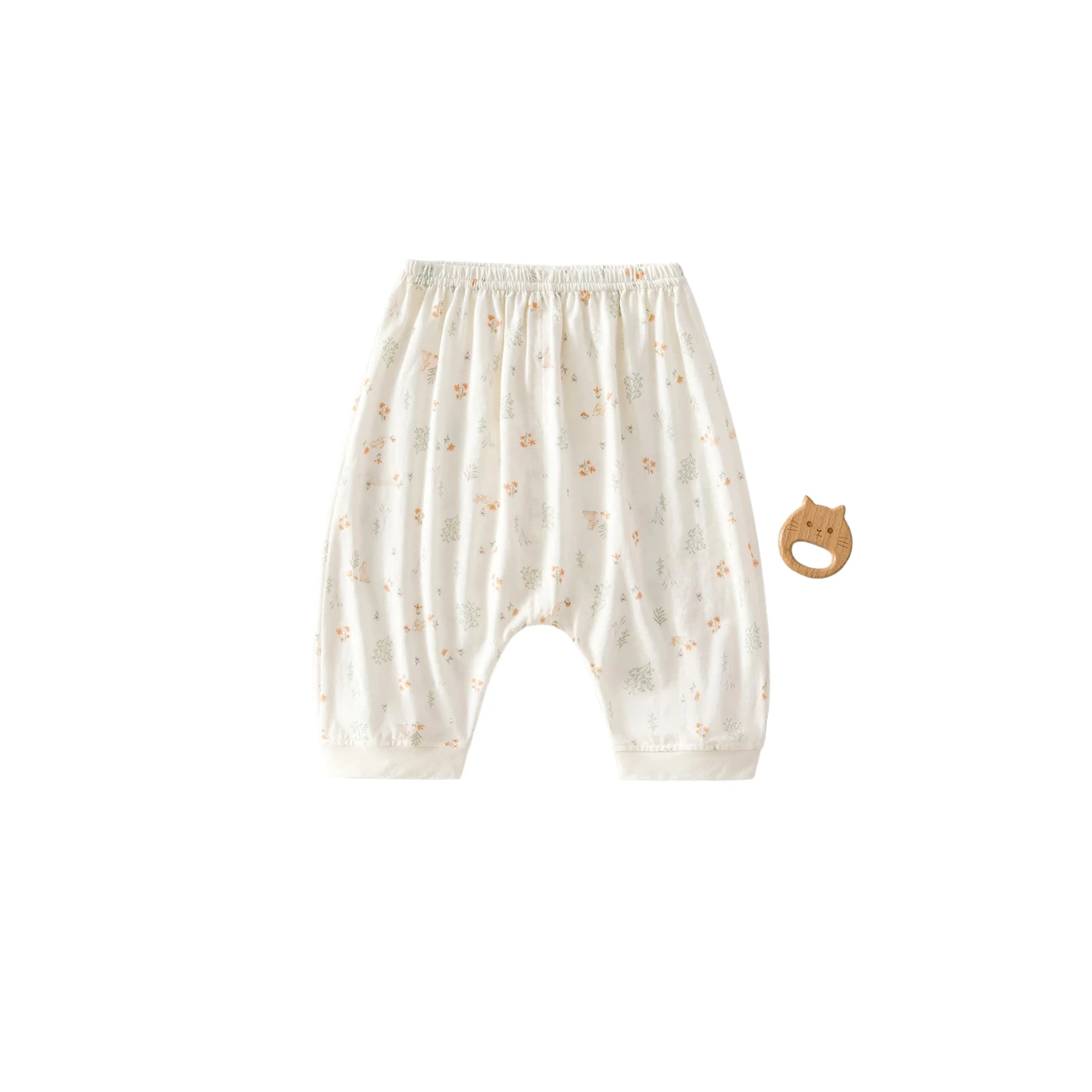 Newborn Baby Mosquito-Proof Pants 0-2 Years Old, Summer Thin Style, Big Bottom Pants, Class a Pure Cotton Breathable Floral Jogger Pants
