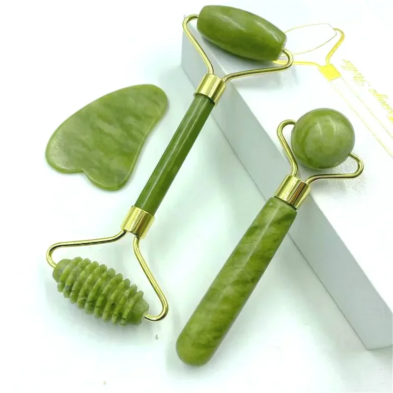 Natural Jade Massage Roller Guasha Board SPA Scraper Stone Facial Anti-wrinkle Treatment Body  Massager Health Care