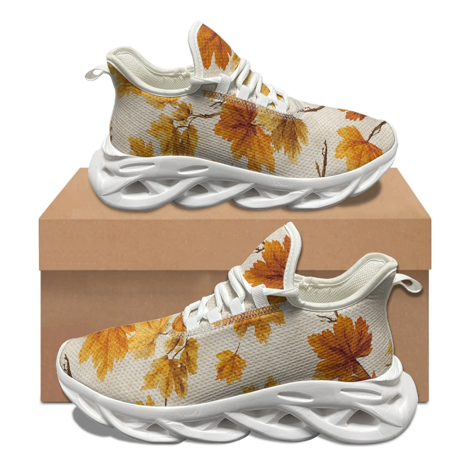 XIXIRIMIDO Blade Running Shoes Women's Lightweight Sneakers Men's Sports Commuter Shoes Comfortable Breathable Soft Maple Leaf