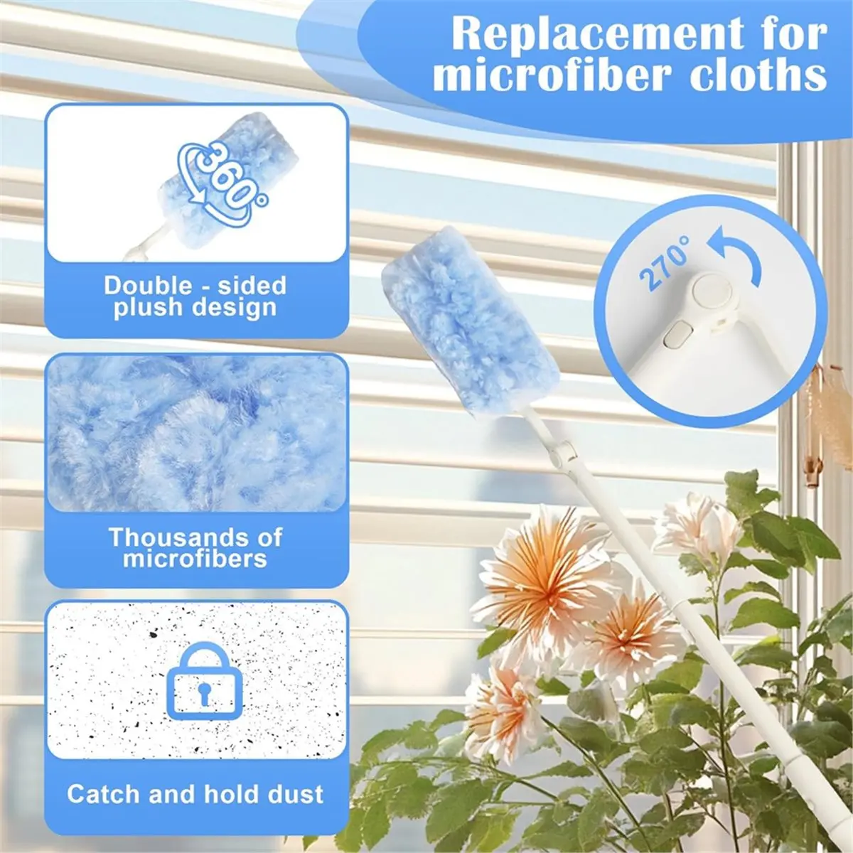 For Dust Magnet Refill Set, Duster for Telescopic Rod Strong Adsorption Pet Hair, Dust,  &LICG