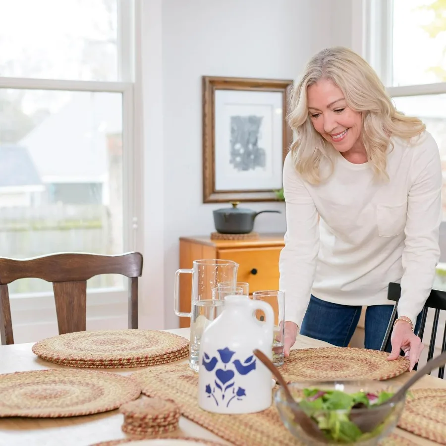 

Harvest Jute Woven Round Placemats Set of 6 15 Warm Country Decor Multicolor Table Mats Vibrant Colors Durable Easy to Clean an