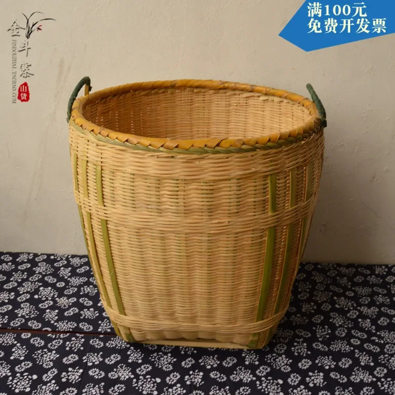 

Handmade Bamboo Storage Baskets Large and Small Household Organizers with Lids, Kitchen and Display Bins for Living Room Storage