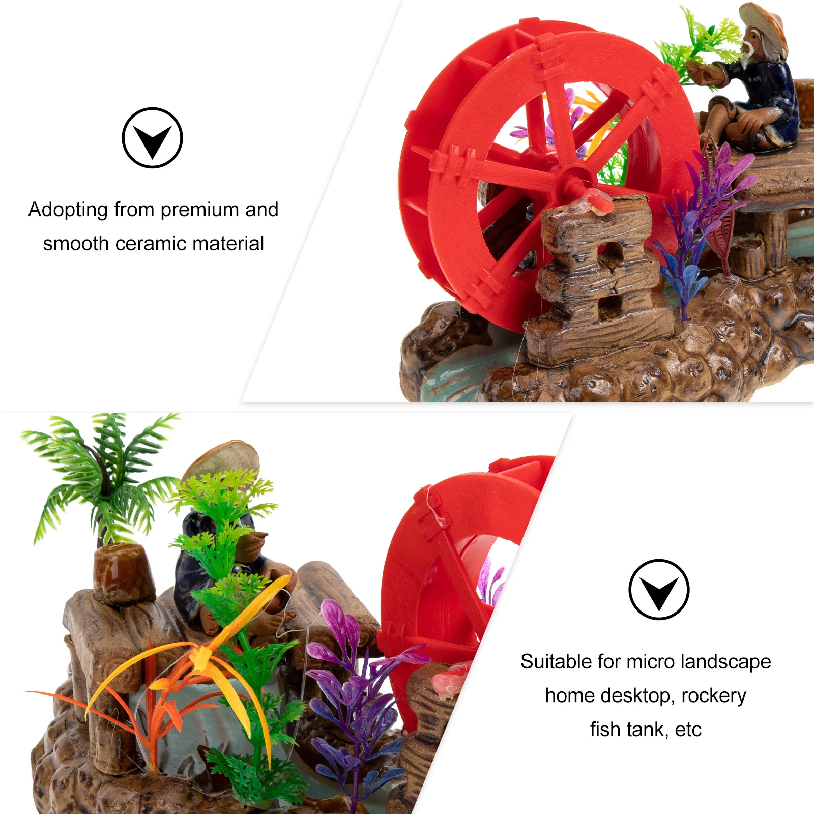 

Premium Ceramic Absorbent Stone Mini Fisherman Windmill Bonsai Decor Garden Sand Table Landscaping Fish Tank Adornment
