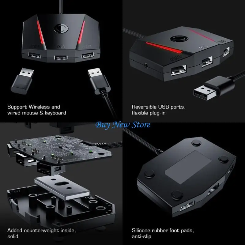 

20CE Universal Gaming Converter with Not Slip Base Designs Gaming Keyboard Mouse Adapters Simple to Operate for VX2 AimBox
