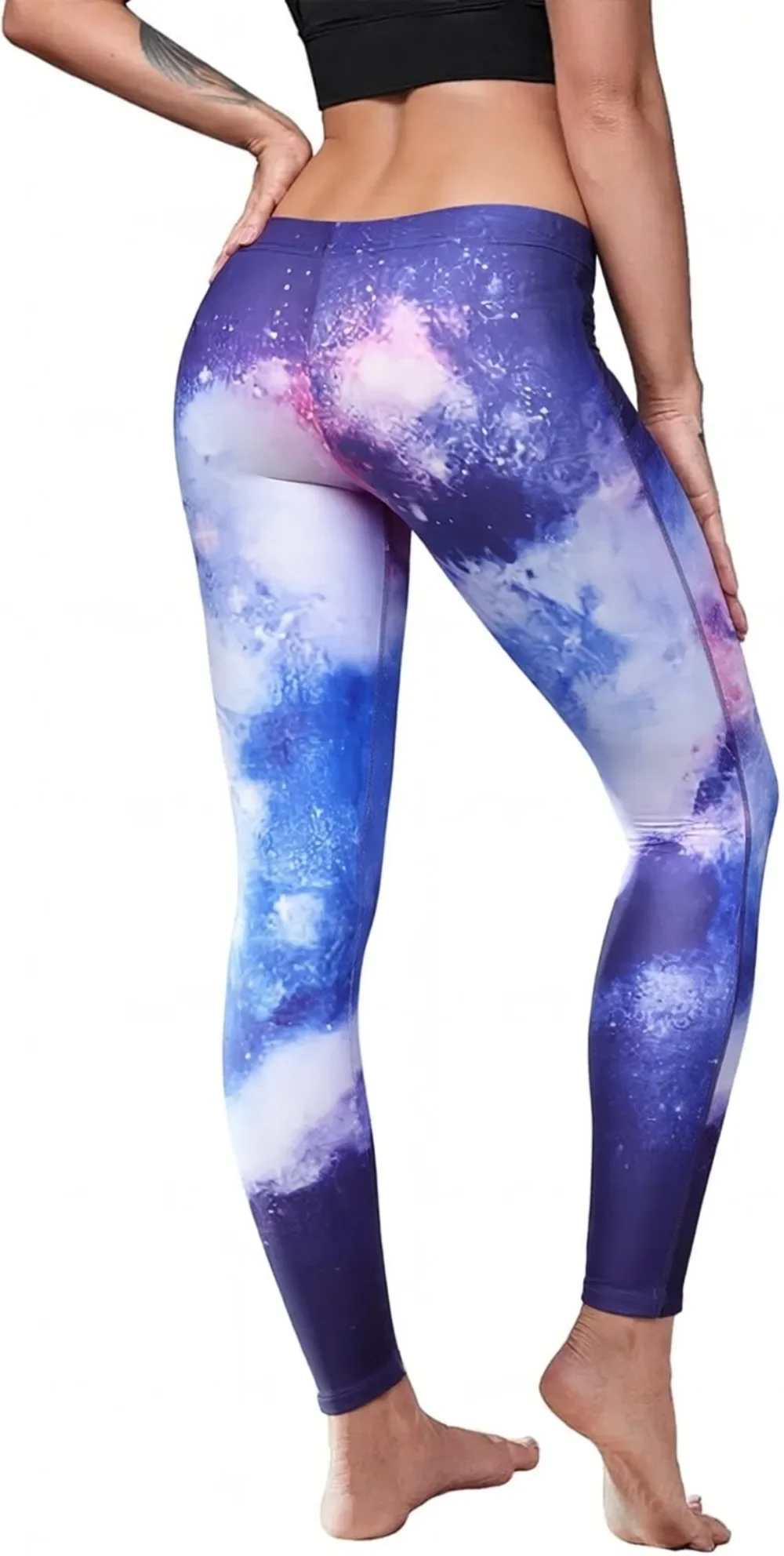 Damen-Leggings „Cosmic Galaxy“ mit Weltraum-Print, Stretch, schmale Passform, lässige Activewear-Strumpfhose – Detail 4