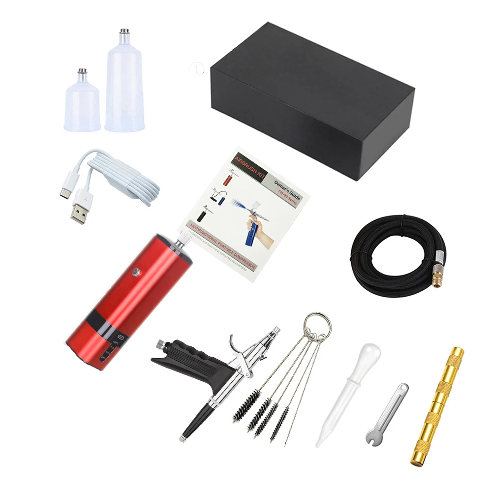 Personal Mini Cordless Airbrush With Compressor Set High Pressure Super Works Mineral Car Art Design Nail Graffiti Graphic Kit
