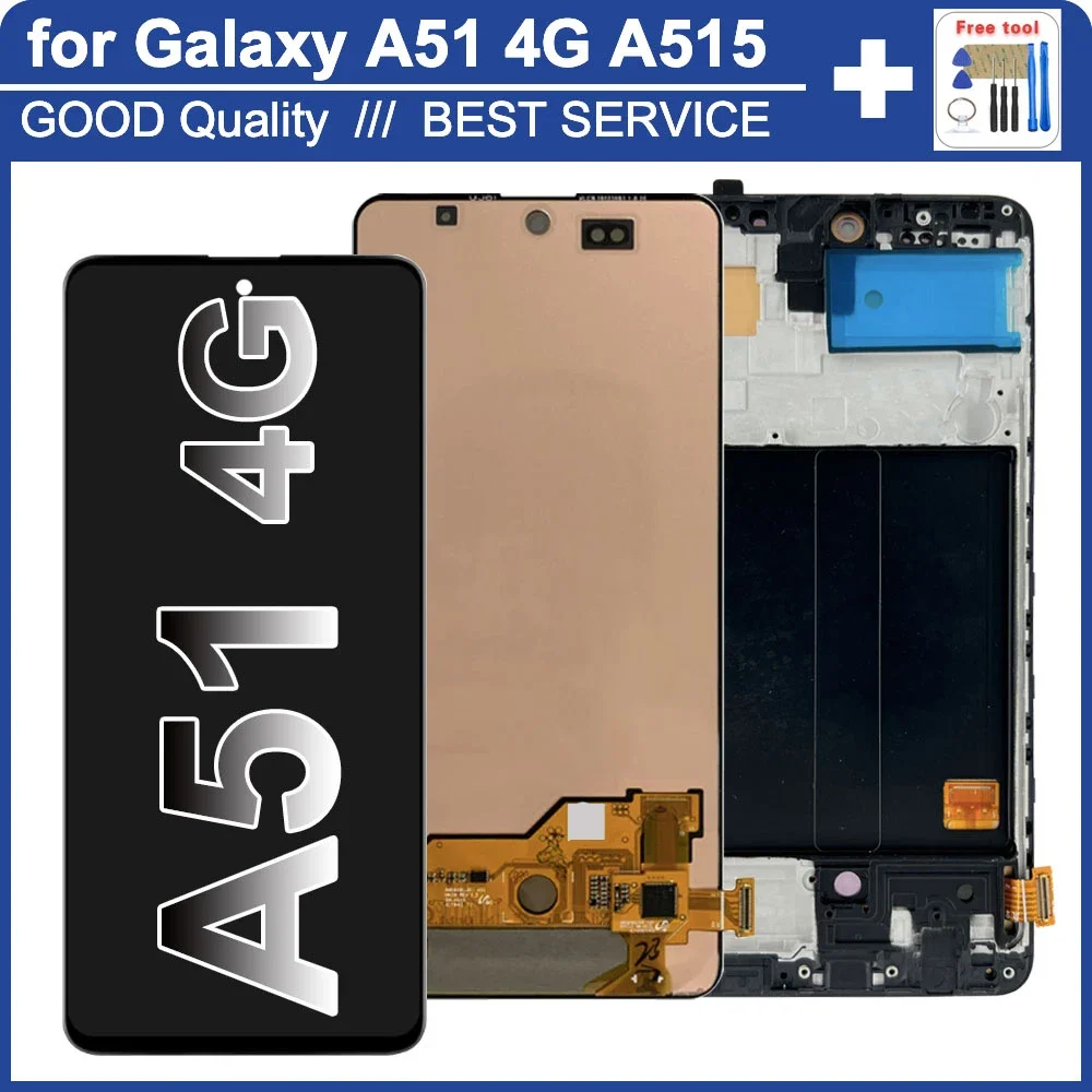 Super AMOLED A51 Display for Samsung Galaxy A51 A515F LCD Screen LCD Display Touch Screen Replacement Assembly for Samsung A515F