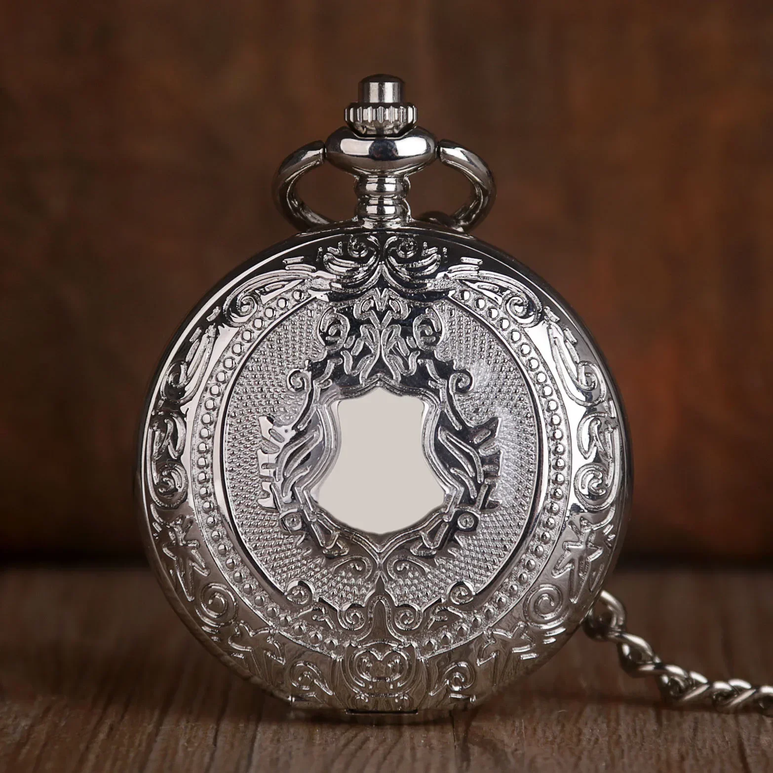 

Vintage Silver Delicate Engraved Case Hand Wind Mechanical Pocket Watch Steampunk Necklace With Chain Watches For Men Women