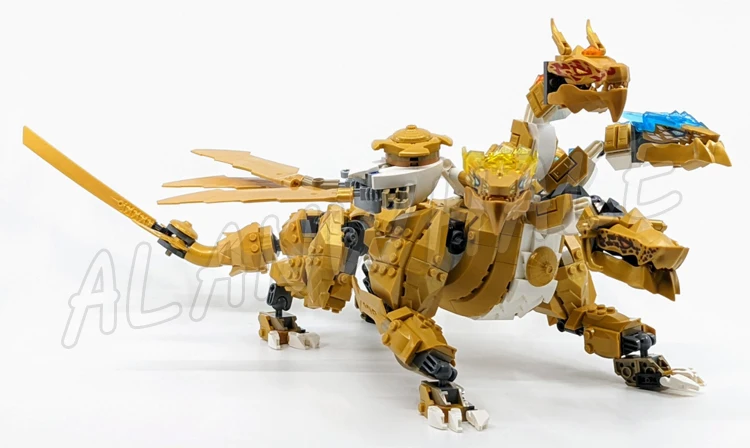 1061pcs Shinobi 4-headed Lloyd Golden Ultra Dragon Posable Wings Crystal King 60011 Building Block Sets Compatible With Model