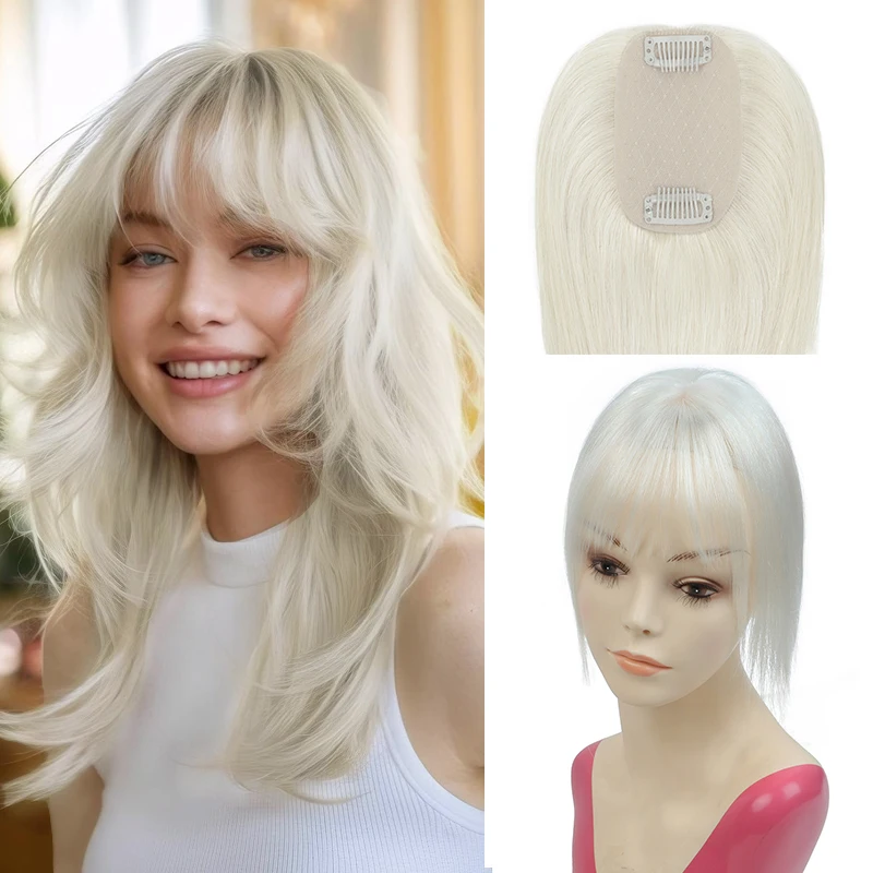 1001 Color 5x9cm Silk Base Human Hair Toppers For Women Weightless Natural Toppers Cover Wide Hairpart/Grey Hair Black Brown Breathable Daily Use
