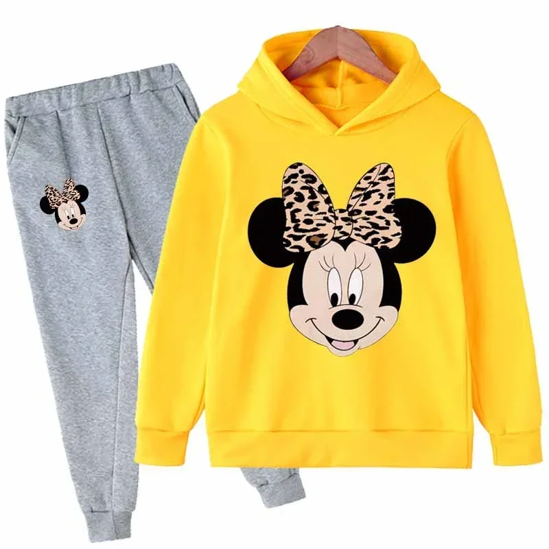 Children Disney Mickey Mouse Clothes Sweatshirts Hoodie Pants 2 piece Mickey Mouse Tracksuit Girl Kids Printed Hoodie Set Suits