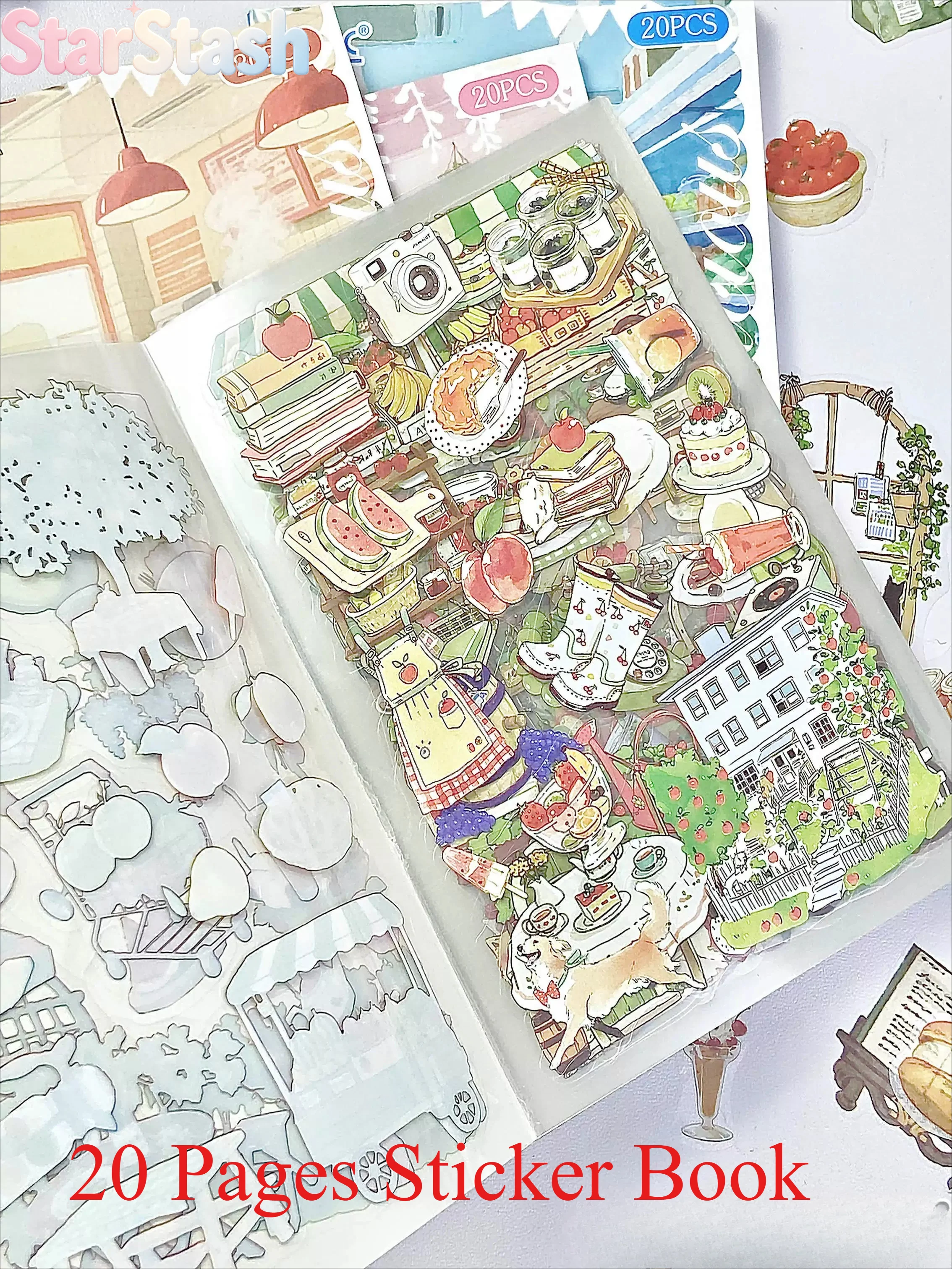 Sticker Book Cut Film Food Korean Style Light Vintage 20 Sheets Scrapbooking DIY Collage Journal Planner Sticker Pad