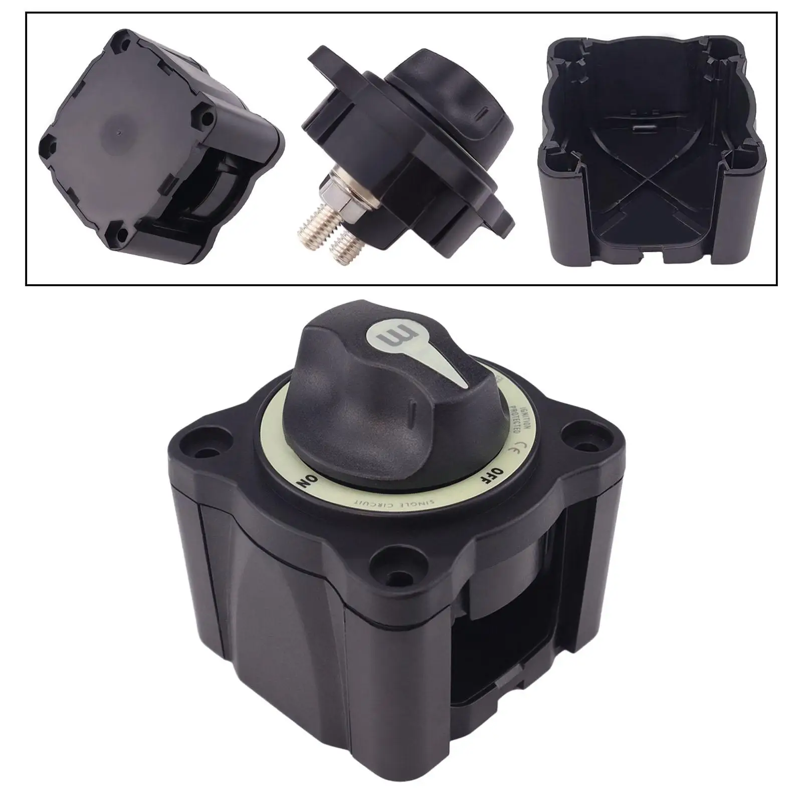 Battery on Off Disconnect Switch 300A Accessories 12V to 48V with Knob Heavy Duty Battery Switch Cutoff Switch for Boats RV