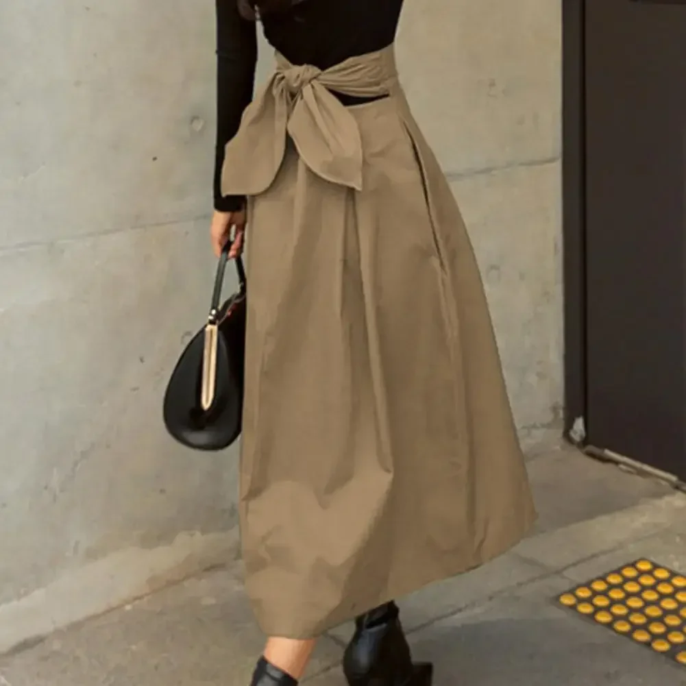 

Solid Color Midi Skirt Women Summer Skirt High Waist A-Line Skirt for Women Ankle-Length faldas larga