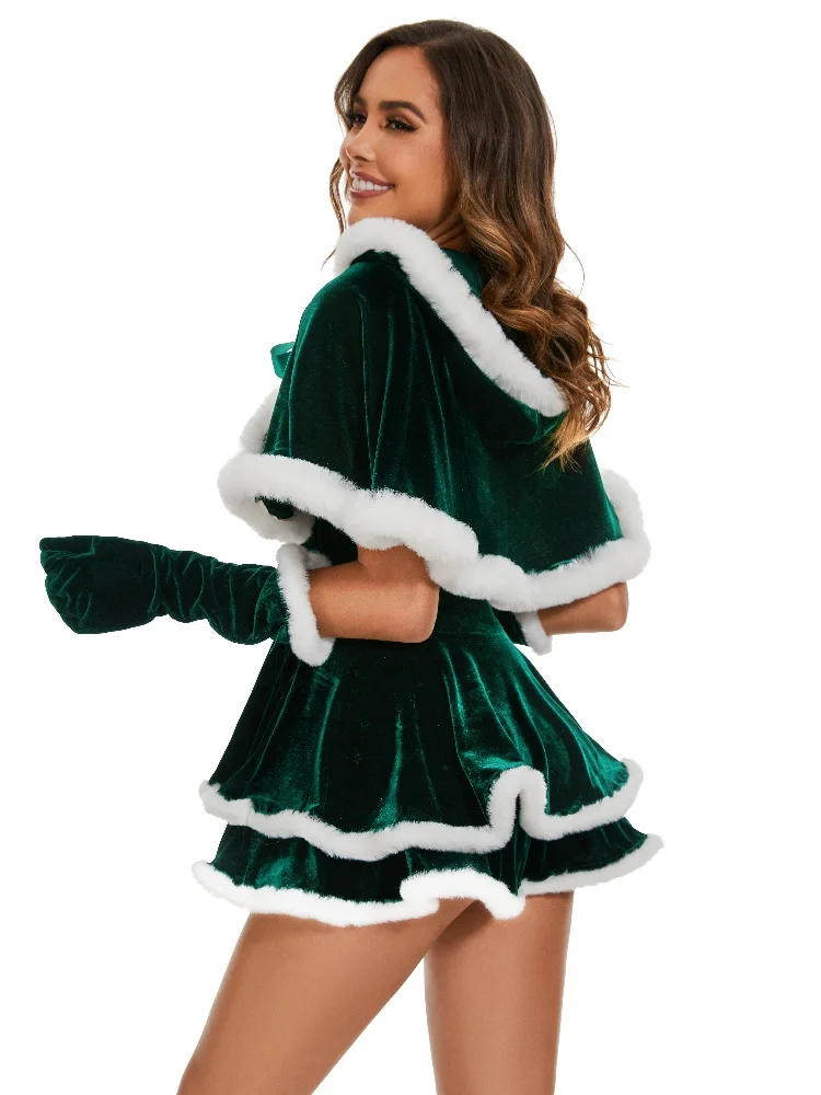 Vestido clásico de terciopelo de lujo para Cosplay de Navidad, disfraz de actuación de Papá Noel para fiesta de Navidad