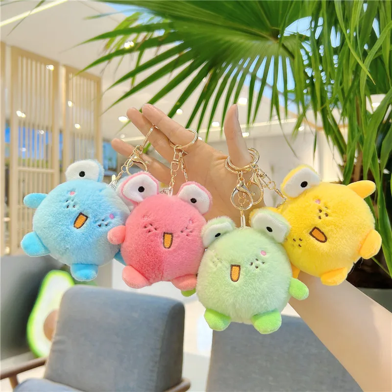 new big-eyed Frog  Surprised face doll wedding throw doll colorful Pendant Keychain couple gift plush toy couple bag accessories