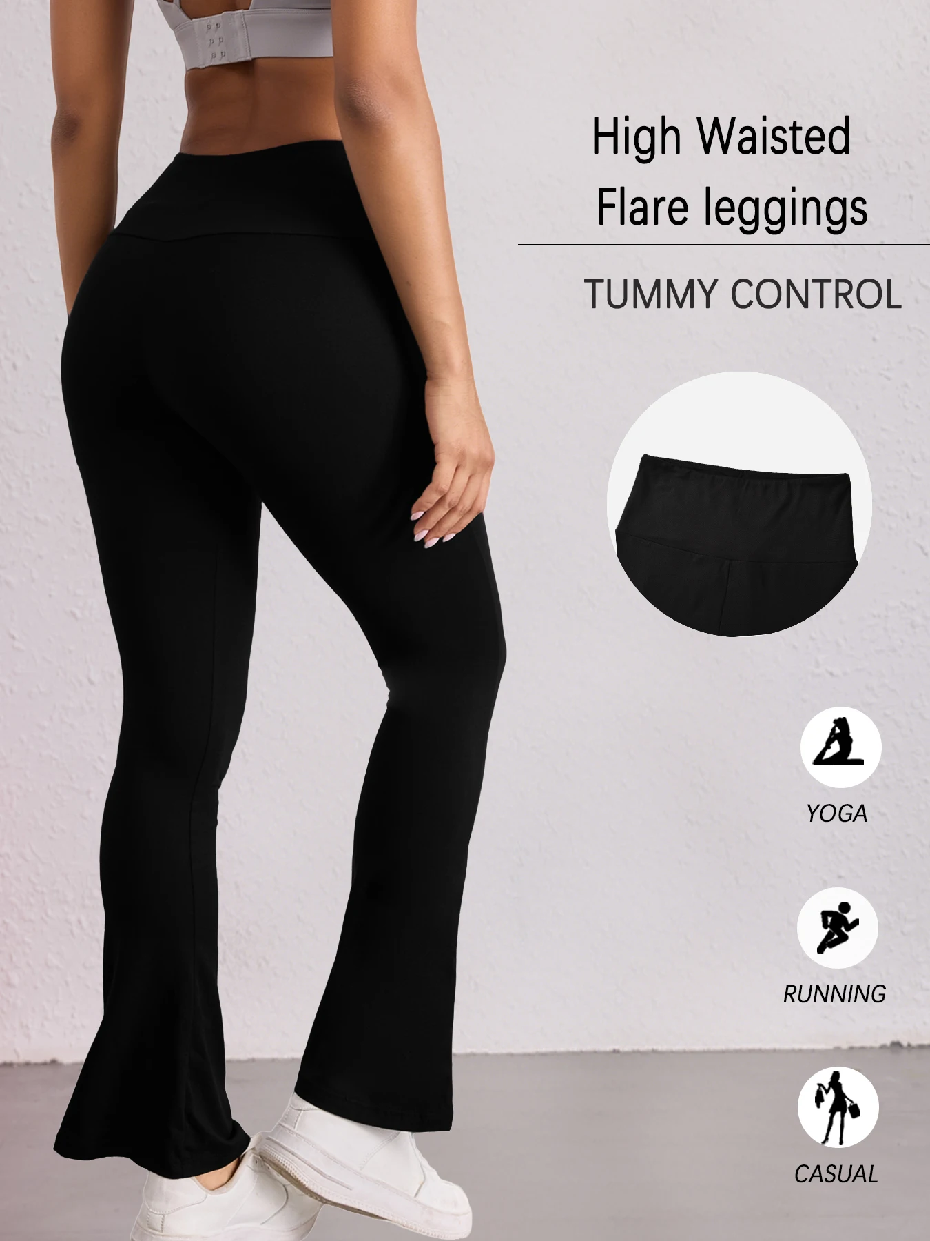 بنطال يوجا واسع عالي الخصر للسيدات مع بيلاتيس وملابس غير رسمية. قماش ناعم وقابل للتمدد للراحة