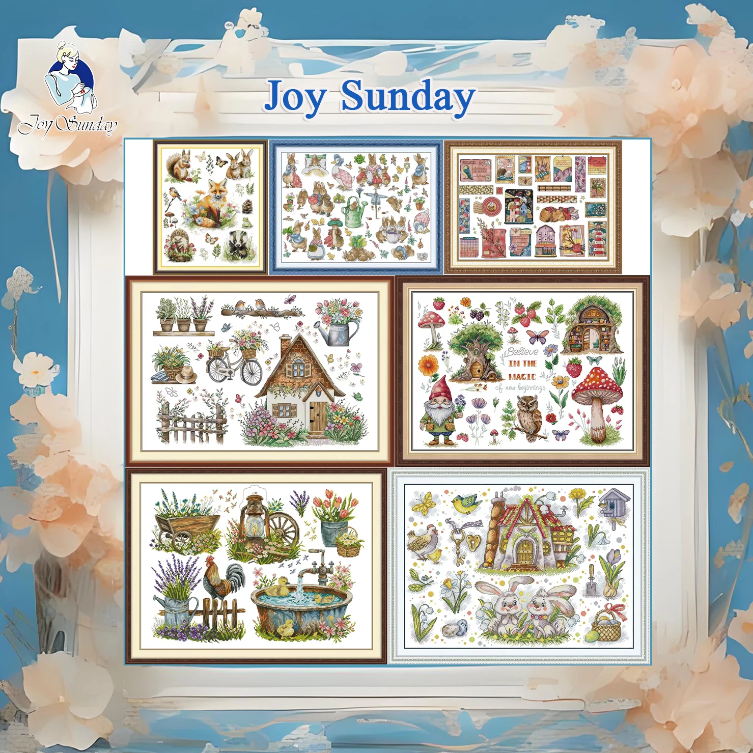 

Joy Sunday New Cross Stitch Kit Easy Pattern Aida Stamped Fabric Embroidery Set for Adults-Animals Accessories