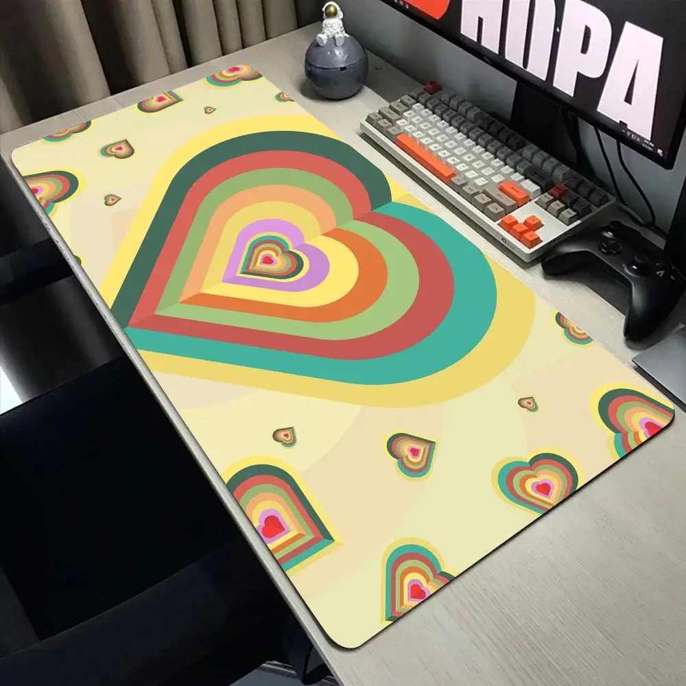 Cute Rainbow Mouse Pad XXL Gaming Accessories Office Gamer Keyboard Desk Mat Non-Slip Carpet Laptop Coffee Love Heart Mouse Mat