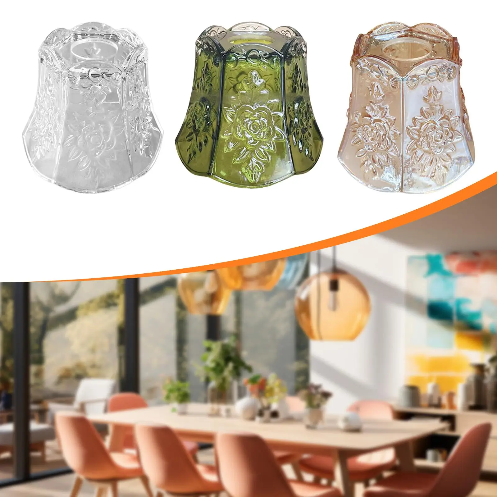 Carved Glass Lampshade Elegant Lamp Cover for Ceiling Chandelier Pendant Light Shade Replacement Office Home