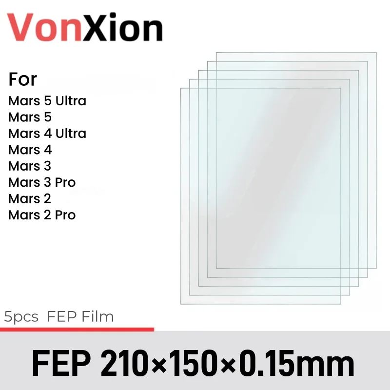 Vonxion 5 Stück FEP-Trennfolie 210 x 150 x 0,15 mm für Mars 5 Ultra Mars 5 Mars 4 Ultra Mars 4 Mars 3 Mars 3 Pro Mars 2 Mars 2 Pro – Detail 1