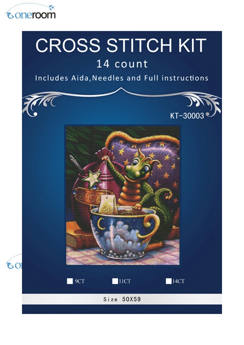 Oneroom KT-30003 dinosaur make a tea,Counted Cross Stitch 1 4thCT Cross Stitch Sets Wholesale Cross-stitch Kits