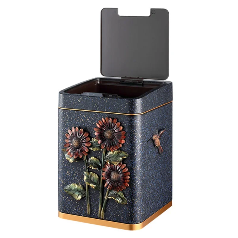 

Light Luxury Smart Induction Trash Can Retro Domestic New Chinese Style Living Room Bedroom Kitchen Creative