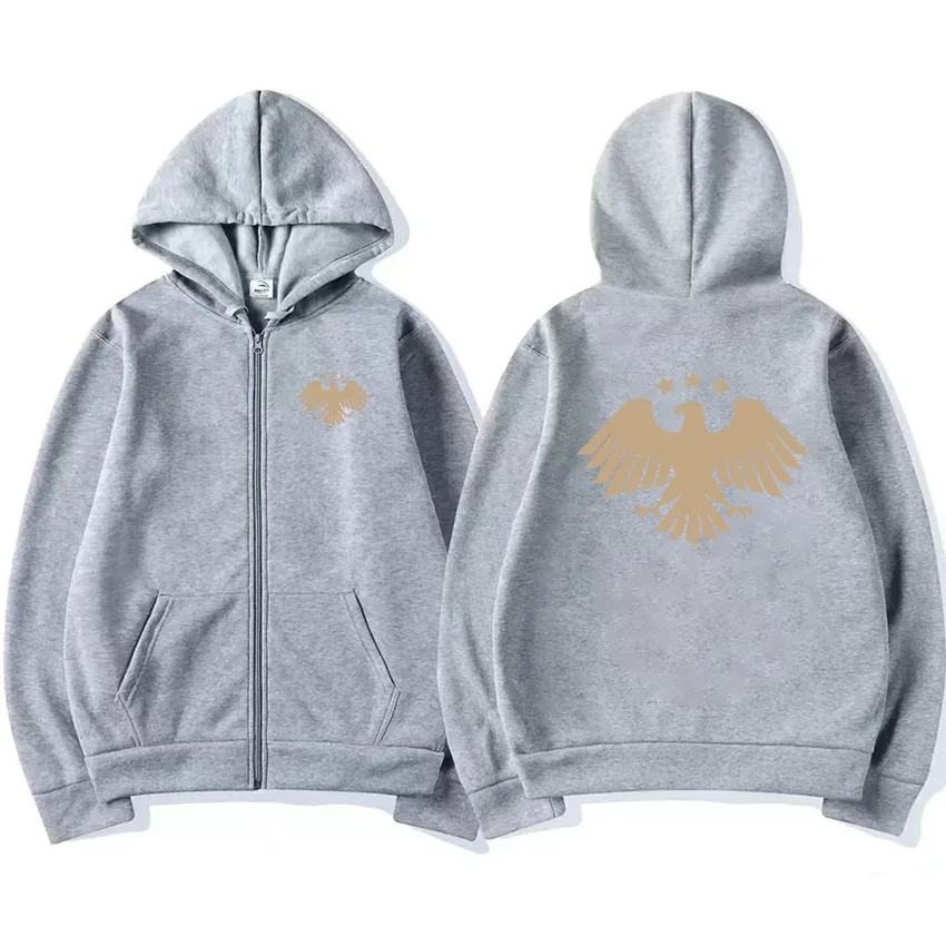 Syrian Eagle Graphics Printed Hoodie Men Women's fashion Coat Autumn Winter Zip Up Jacket Long sleeve Fleece vintage streetwear view 5