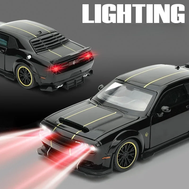 

Hellcat SRT Alloy Car Model 1:32 Dodge Metal Toy Vehicle Challenger Sound Light Pull Back Boy Gift Collection Miniature Voiture