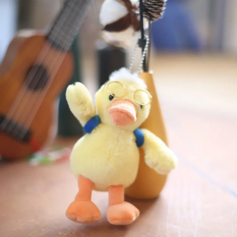 Fashion Stuffed Plush Cartoon Yellow Duck Keychain Soft Creative Duck Bag Pendant Animals Cute Fluffty Animal Doll