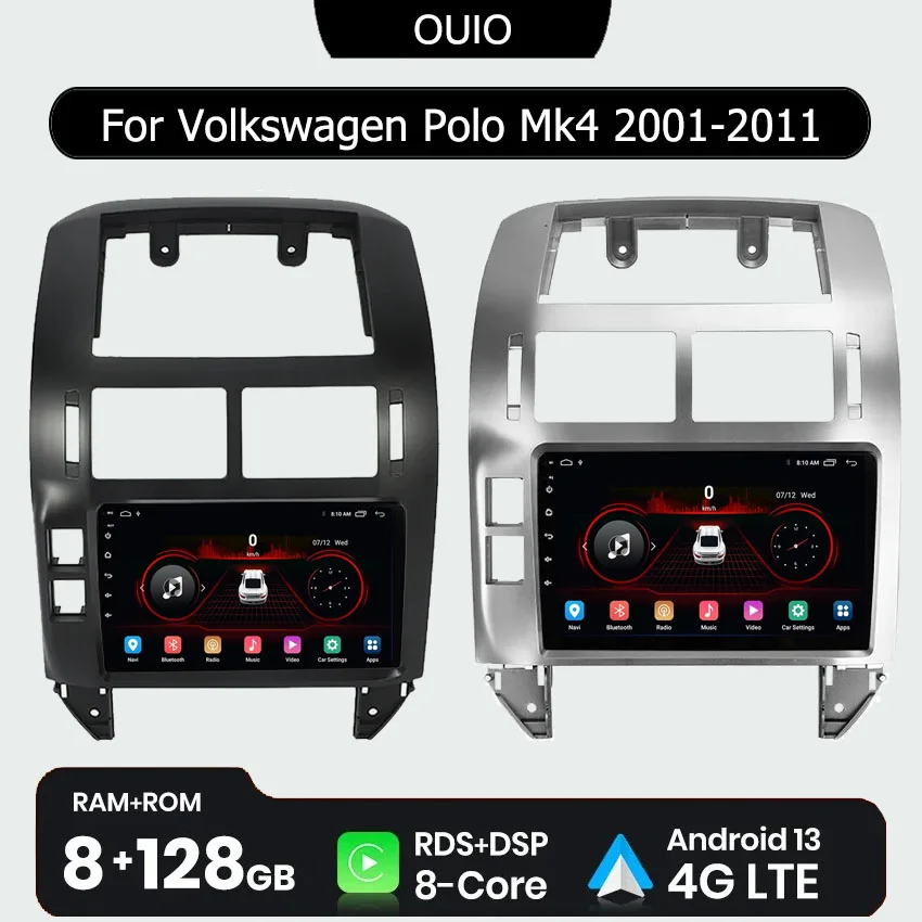 

Android 13 Carplay radio For Volkswagen Polo Mk4 IV 2001-2009 Car stereo Multimedia Player android Auto GPS navigation 2DIN DSP