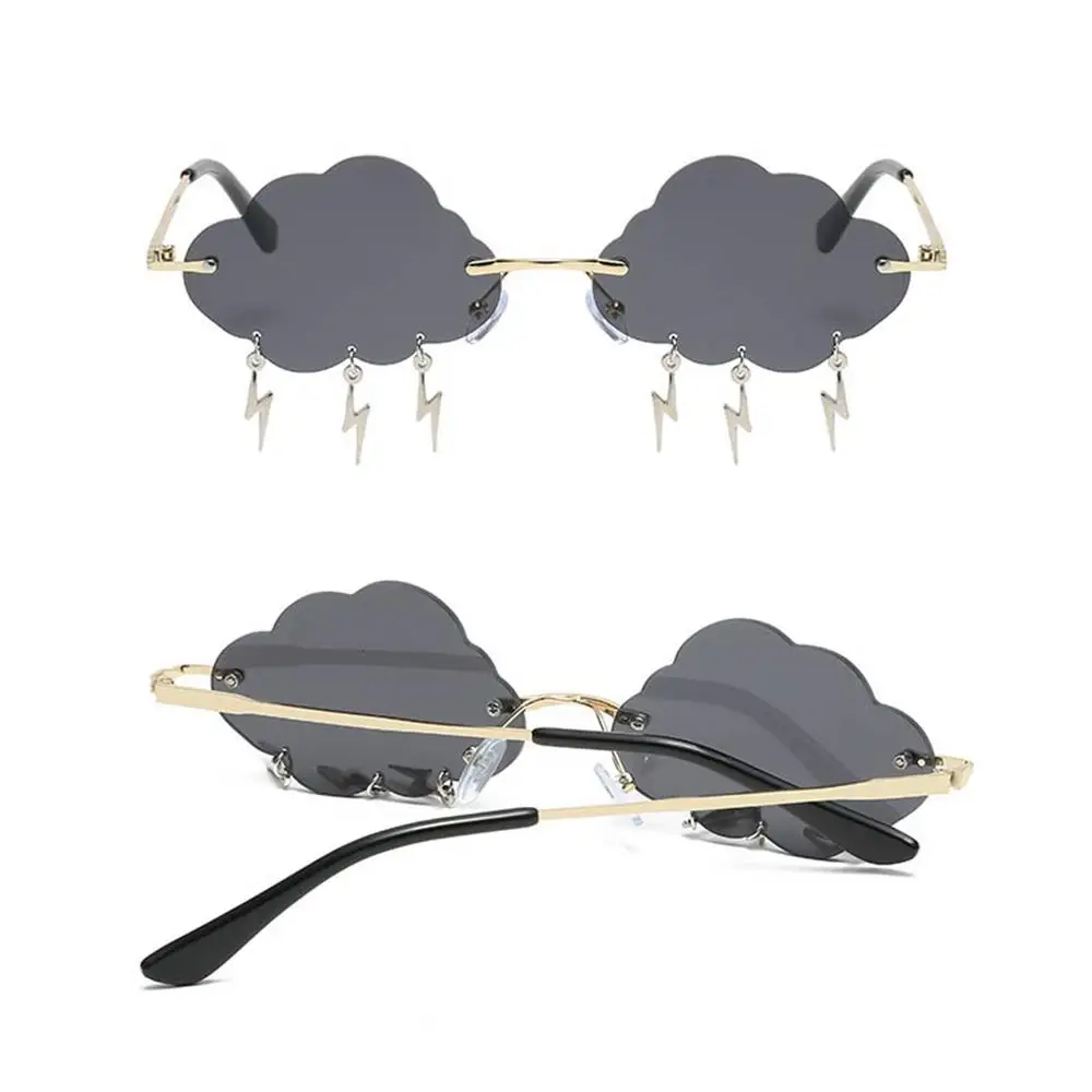 Funny Party Glasses Sunglasses for Women Clouds Lightning Sunglasses Rimless Sunglasses 90s Sun Glasses