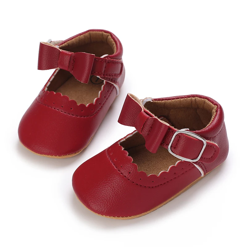 Baby girl cute bow decoration set wearing Mary Jane shoes, children\'s outdoor walking shoes