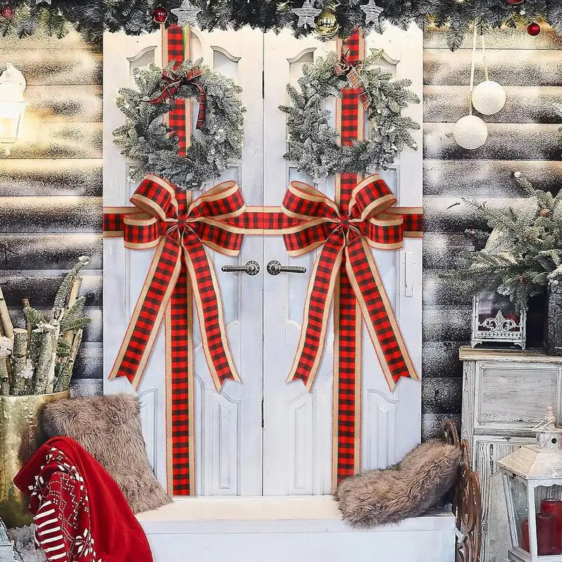 

Christmas Cabinet Bows Holiday Door Hangable Bow Christmas Cabinet Ribbons Bows Large Christmas Door Ribbon Cabinet Bows Decor