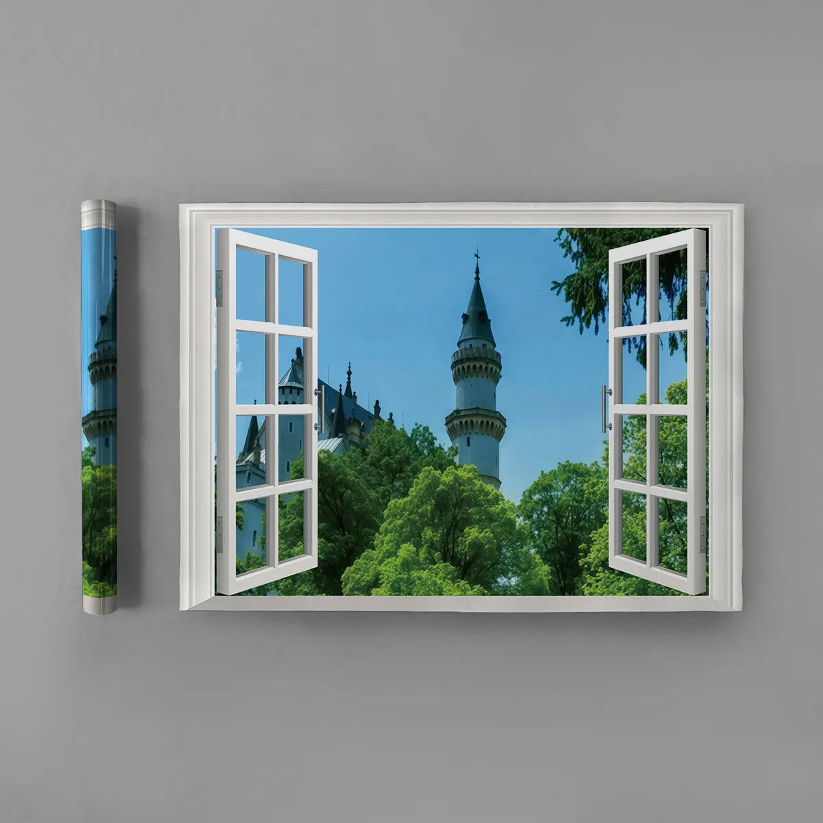 Window PVC Wall Sticker City Tower Scenery Self-adhesive Waterproof Removable Wall Decor for Living Room Bedroom Home Decorat