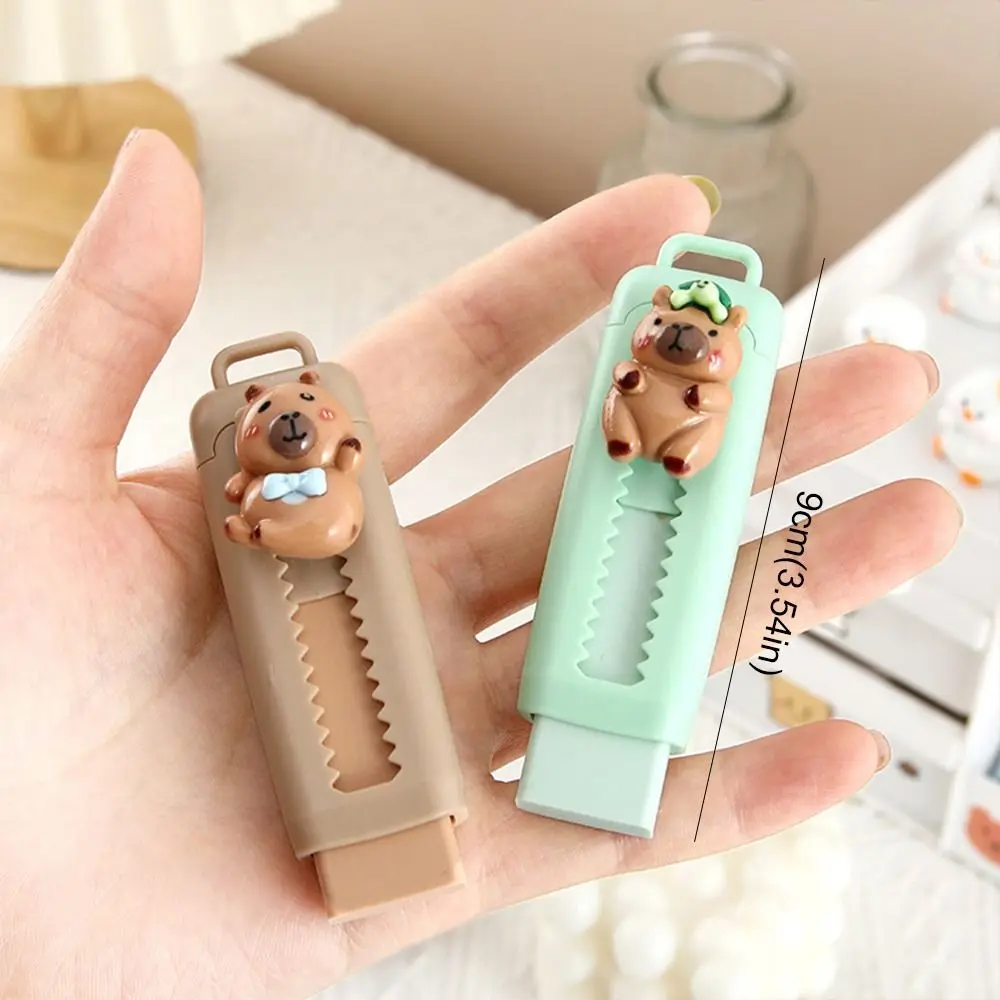 Portable Capybara Eraser Stationery Aesthetic Retractable Push Pull Eraser Wiping Cute Pencil Rubber School