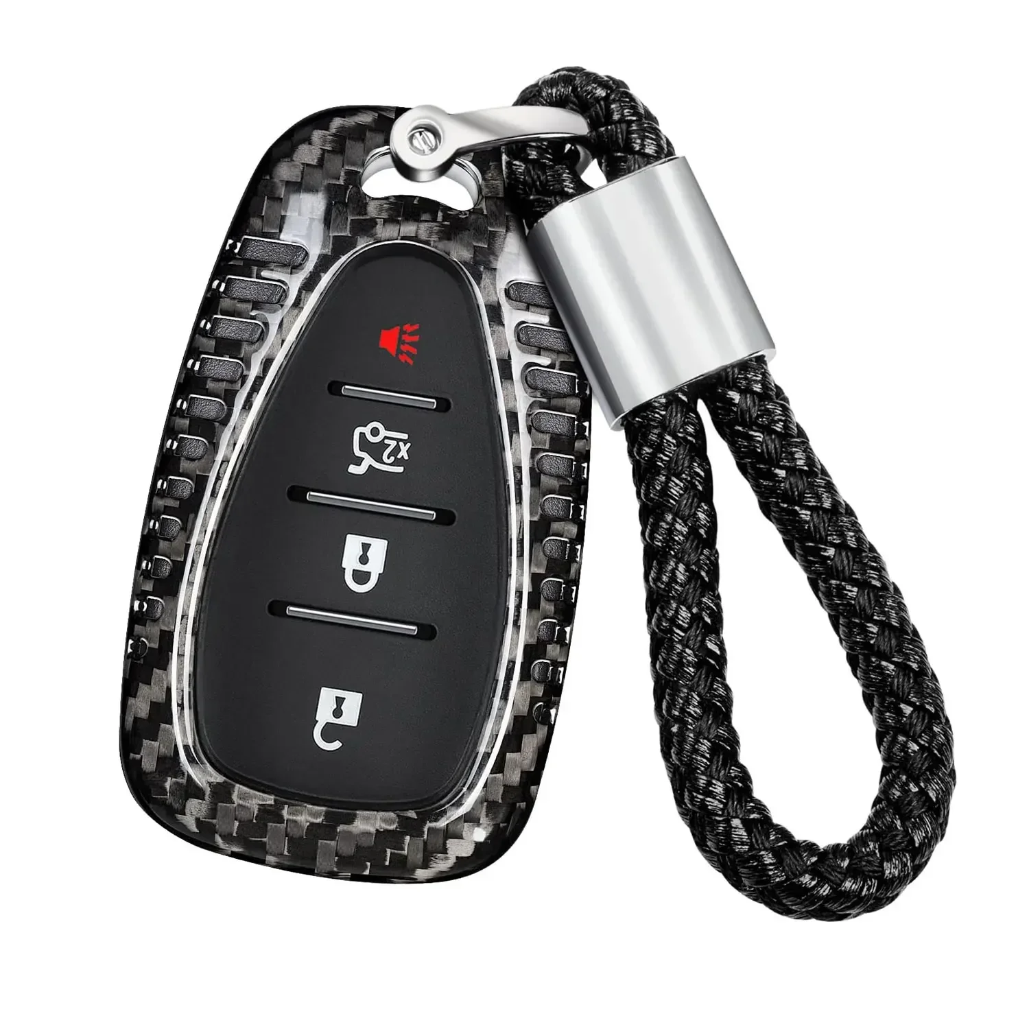 Key Shell For Chevy, Carbon Fiber Key Fob Cover For Chevrolet Camaro Equinox Malibu Traverse Blazer Bolt Cruze Volt Trailblazer