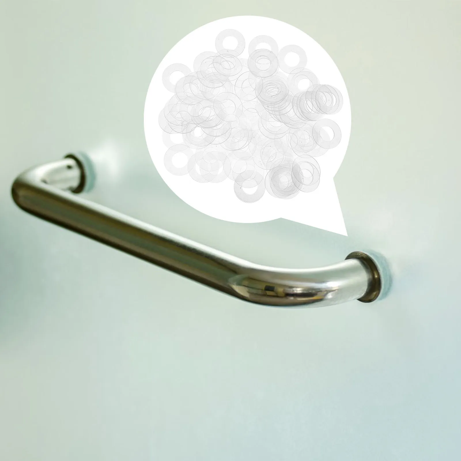 100Pcs Insulation Plastic Washers Clear High Temperature Resistant PVC Flat Washers for Shower Door Handle Replacement Glass
