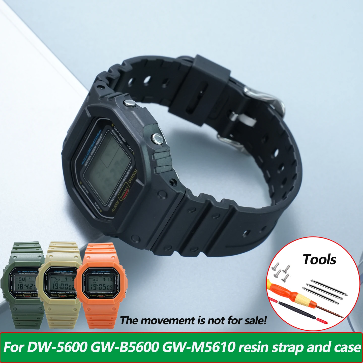 dw5600 TPU shell bezemod kit for Casio Small Square DW-5600/5610 GW-B5600 GW-5000 DW-5000 Series Resin Strap+Case modify parts