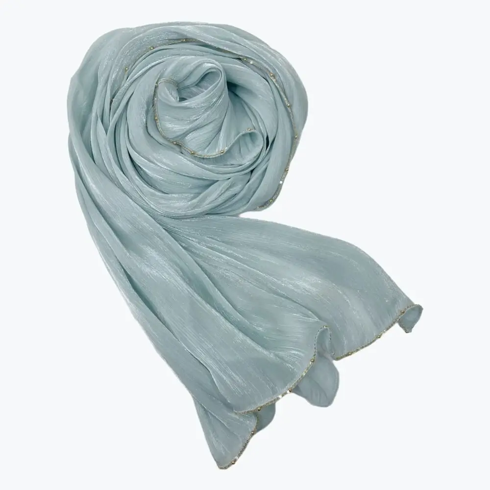 Luxus Perlen islamischen Turban Chiffon lange Wraps Schal Pashmina dünne ethnische Stil Schal Frauen