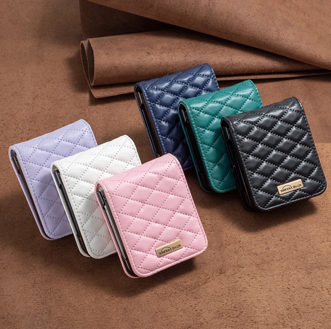 Luxury Leather Case for Samsung Galaxy Z Flip 7 FE 6 5 4 3 5G Flip4 Flip5 Anti-Knock Protective Cover Bag Skin Feeling Fundas