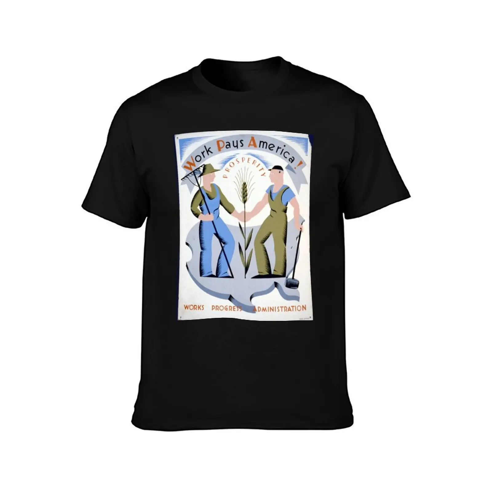 Work Pays America, Works Progress Administration T-Shirt, Summer Casual Cotton Tee, Oversized Streetwear Tops, Unisex Men Women