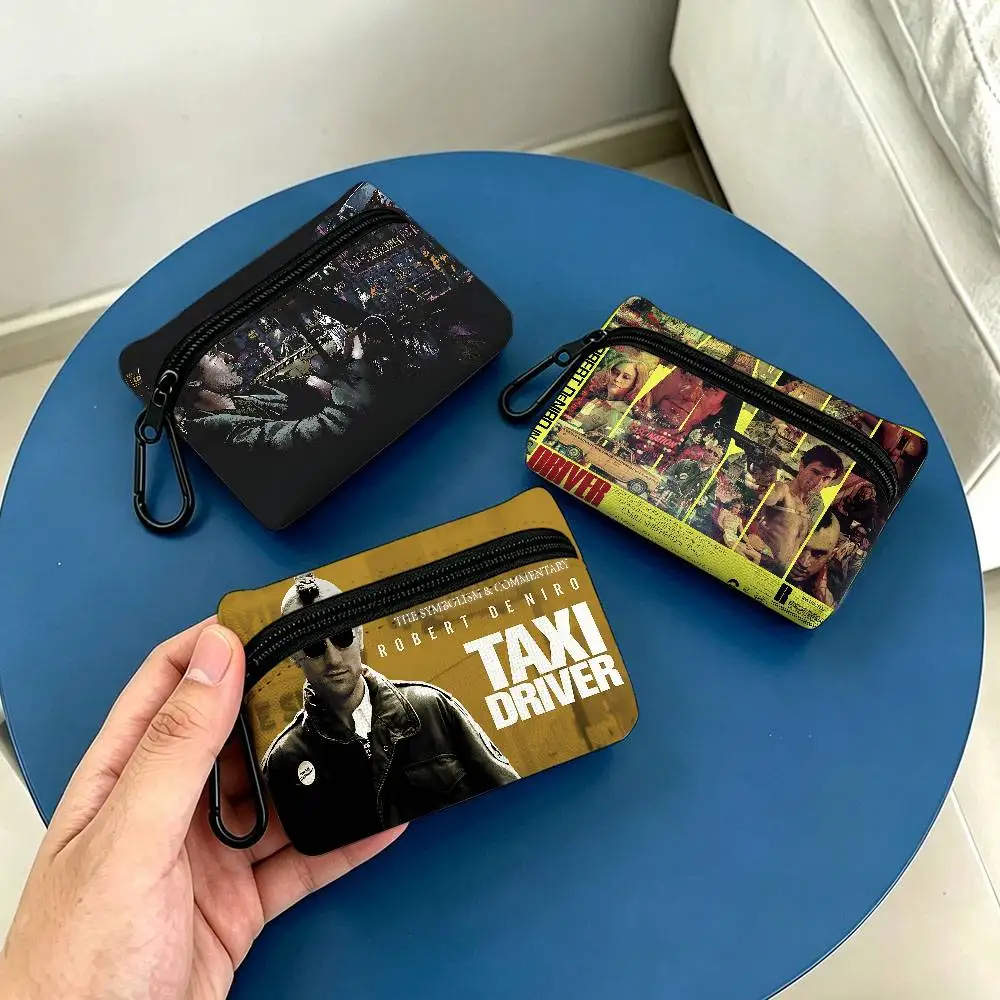 Classic Crime Movie T-Taxi D-Driver Oxford Cloth Zipper Wallet Multifunctional Hanging Coin Bag For Credit Cards Keys