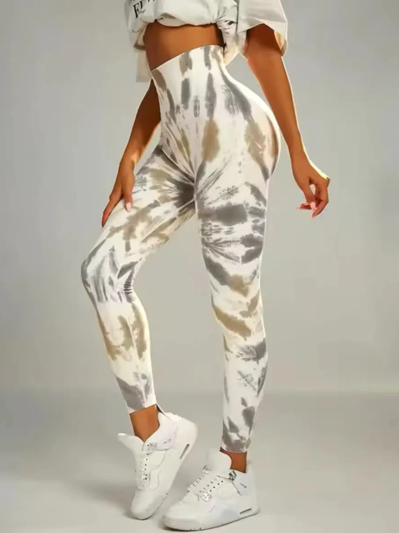 Tie Dye spodnie do jogi legginsy gimnastyczne damskie bezszwowe wysokiej talii Push Up rajstopy sportowe Scrunch Butt Fitness legginsy treningowe